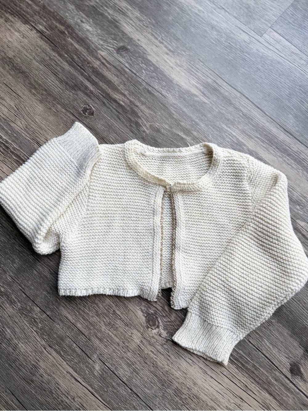 Target cream-colored, cropped knit cardigan sweater 12M